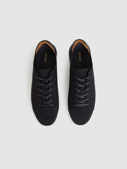 Knitted Low-Top Trainers in Navy Men | Reiss