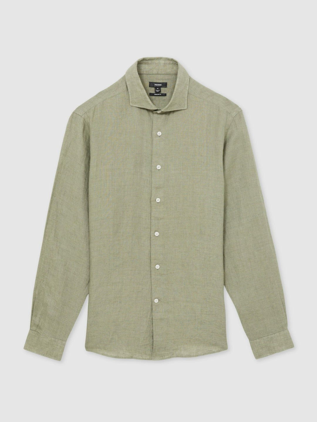 Linen Button-Through Shirt in Thyme Green Men | Reiss