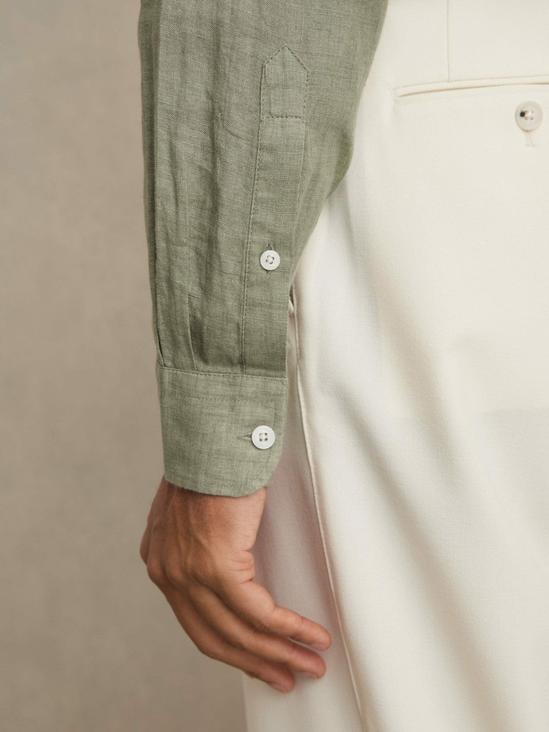 Linen Button-Through Shirt in Thyme Green Men | Reiss