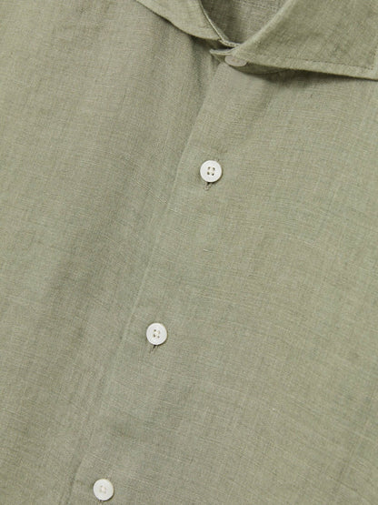 Linen Button-Through Shirt in Thyme Green Men | Reiss