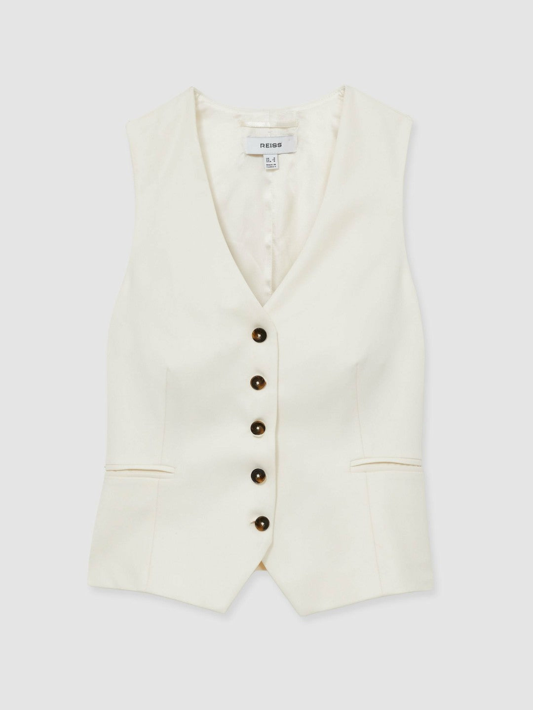 Single Breasted Tailored Waistcoat in Cream Women | Reiss