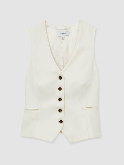 Single Breasted Tailored Waistcoat in Cream Women | Reiss