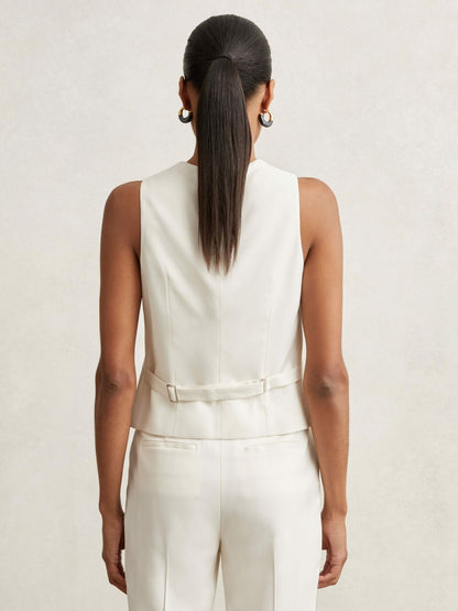 Single Breasted Tailored Waistcoat in Cream Women | Reiss