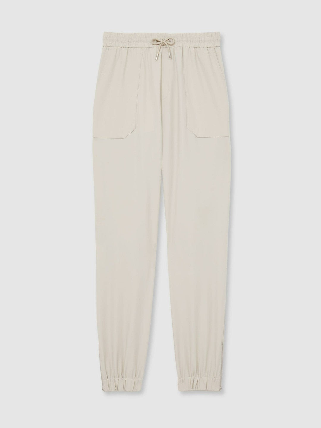 Drawstring Technical Cuffed Trousers in Stone Men | Reiss