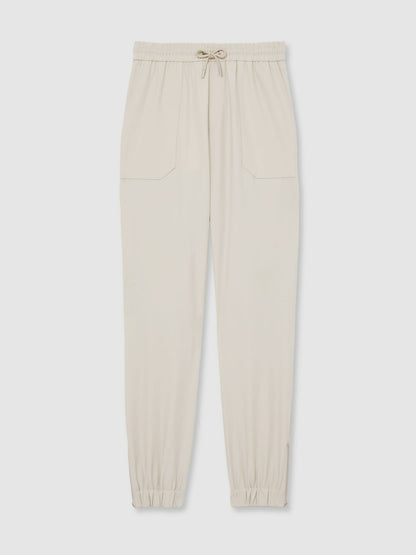 Drawstring Technical Cuffed Trousers in Stone Men | Reiss