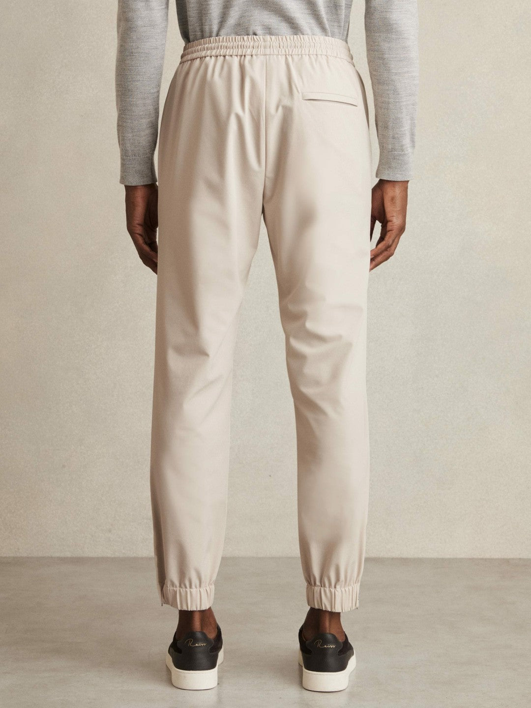 Drawstring Technical Cuffed Trousers in Stone Men | Reiss