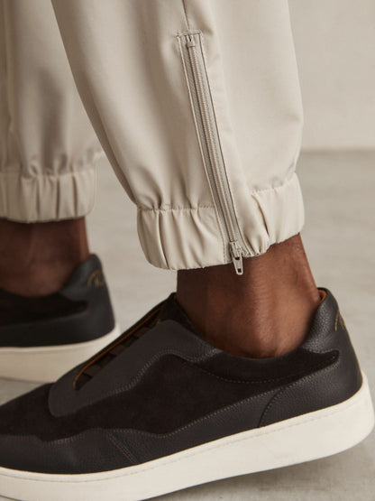 Drawstring Technical Cuffed Trousers in Stone Men | Reiss