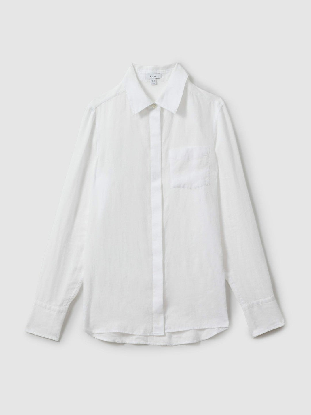 Linen Button-Through Shirt in White Women | Reiss