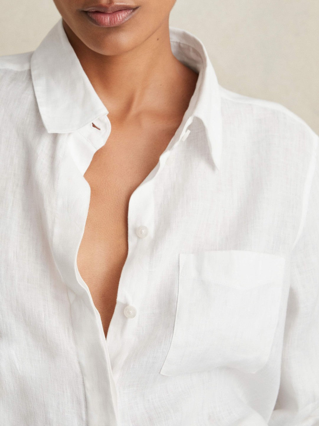 Linen Button-Through Shirt in White Women | Reiss
