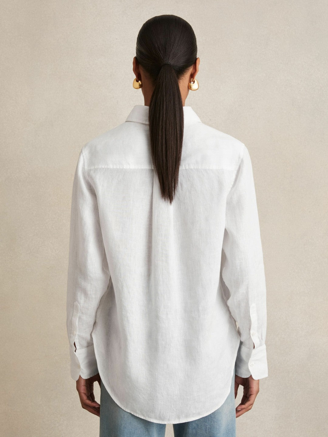 Linen Button-Through Shirt in White Women | Reiss