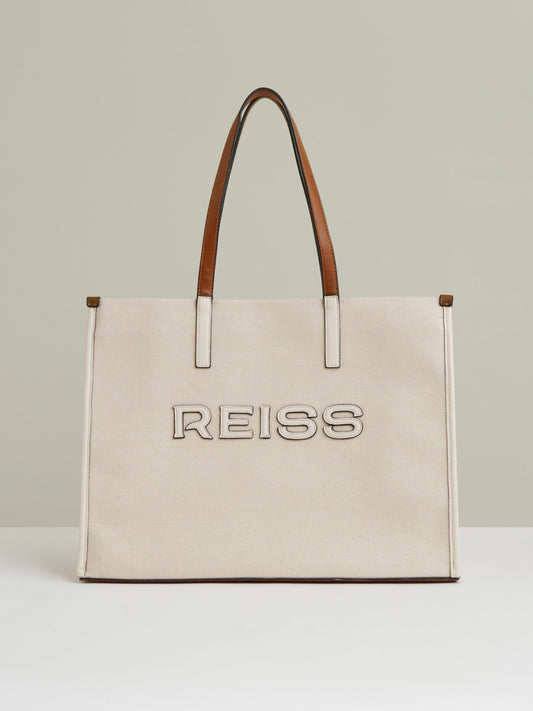 Canvas Logo Tote Bag in Natural Women | Reiss
