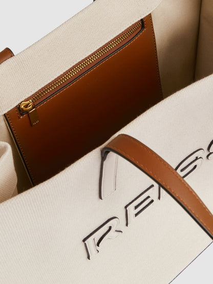 Canvas Logo Tote Bag in Natural Women | Reiss
