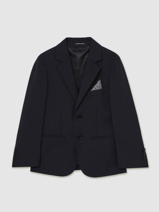 13-14 yrs Wool-Blend Single-Breasted Suit Blazer in Navy Children & Baby | Reiss