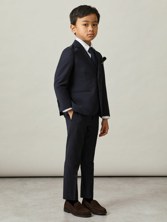 13-14 yrs Wool-Blend Single-Breasted Suit Blazer in Navy Children & Baby | Reiss