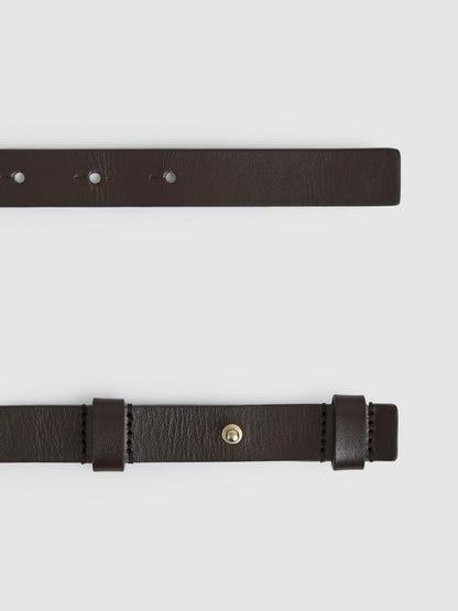 Leather Square Hinge Belt in Chocolate Women | Reiss