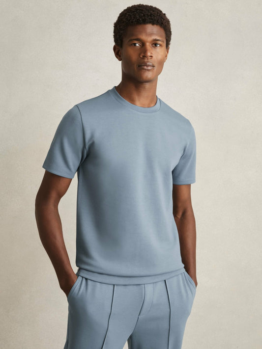Interlock Jersey Crew Neck T-Shirt in Airforce Blue Men | Reiss
