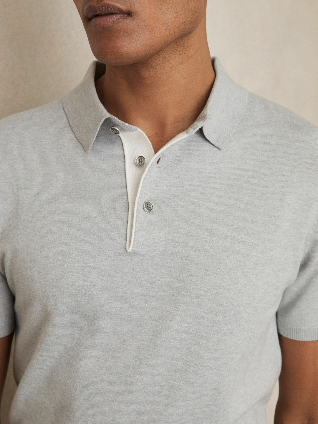 Contrast-Placket Polo Shirt With Cotton in Washed Sage Green Men | Reiss