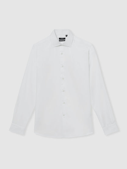 Regular Fit Cotton Sateen Shirt in White Men | Reiss