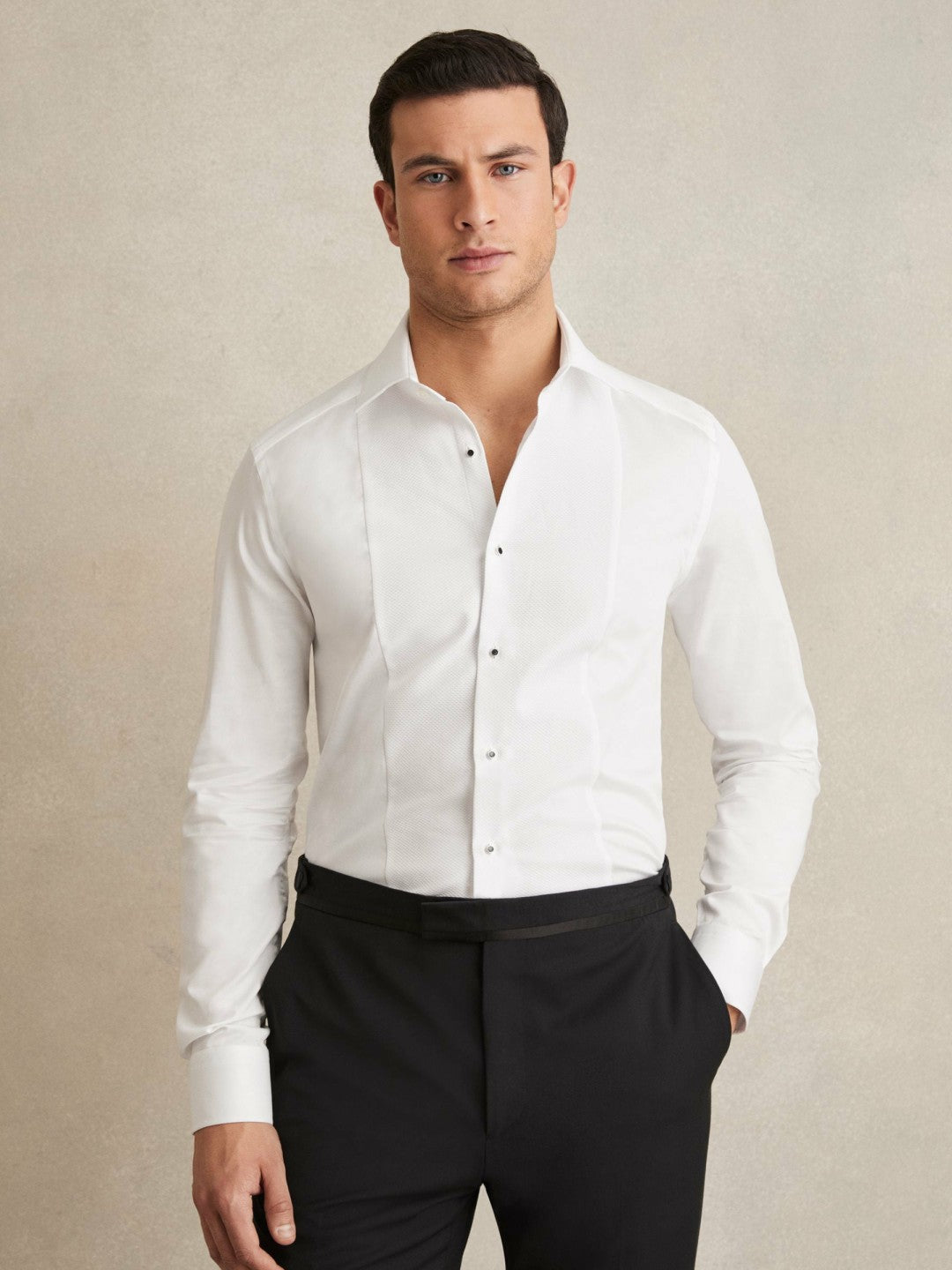 Slim Fit Cotton Dinner Shirt in White Men | Reiss