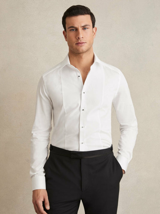 Slim Fit Cotton Dinner Shirt in White Men | Reiss
