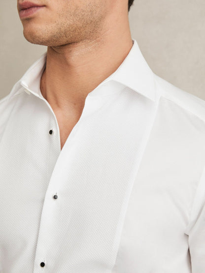 Slim Fit Cotton Dinner Shirt in White Men | Reiss