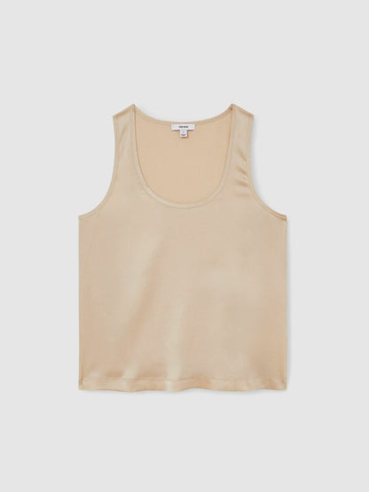 Silk-Front Cami Top in Neutral Women | Reiss