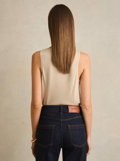 Silk-Front Cami Top in Neutral Women | Reiss