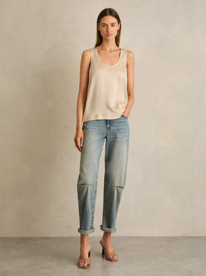 Silk-Front Cami Top in Neutral Women | Reiss