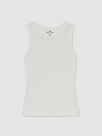 Stretch-Cotton Racerback Vest in White Women | Reiss