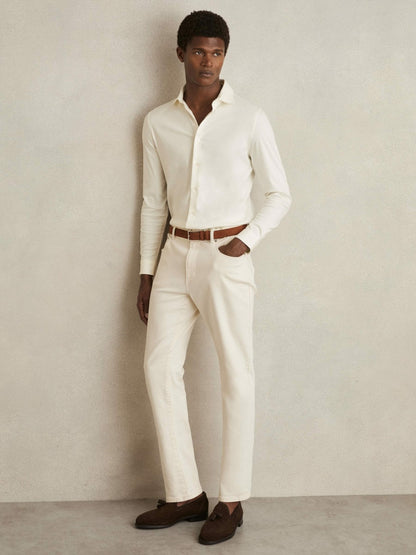 Cotton-Jersey Button-Through Shirt in Ecru Men | Reiss