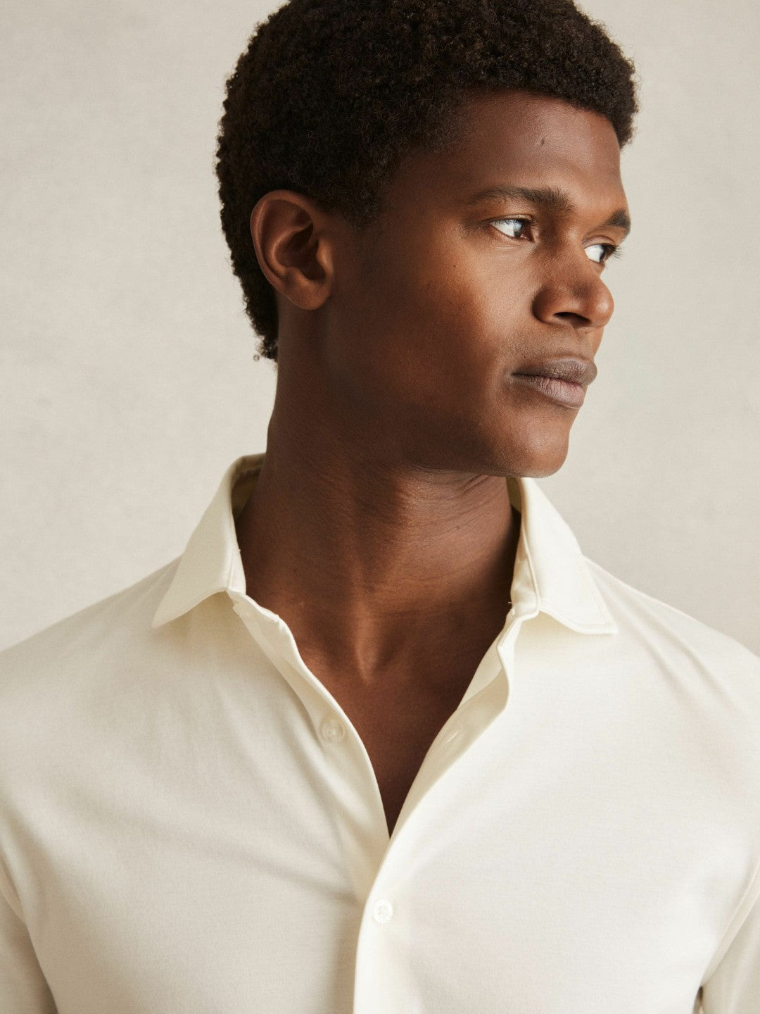 Cotton-Jersey Button-Through Shirt in Ecru Men | Reiss