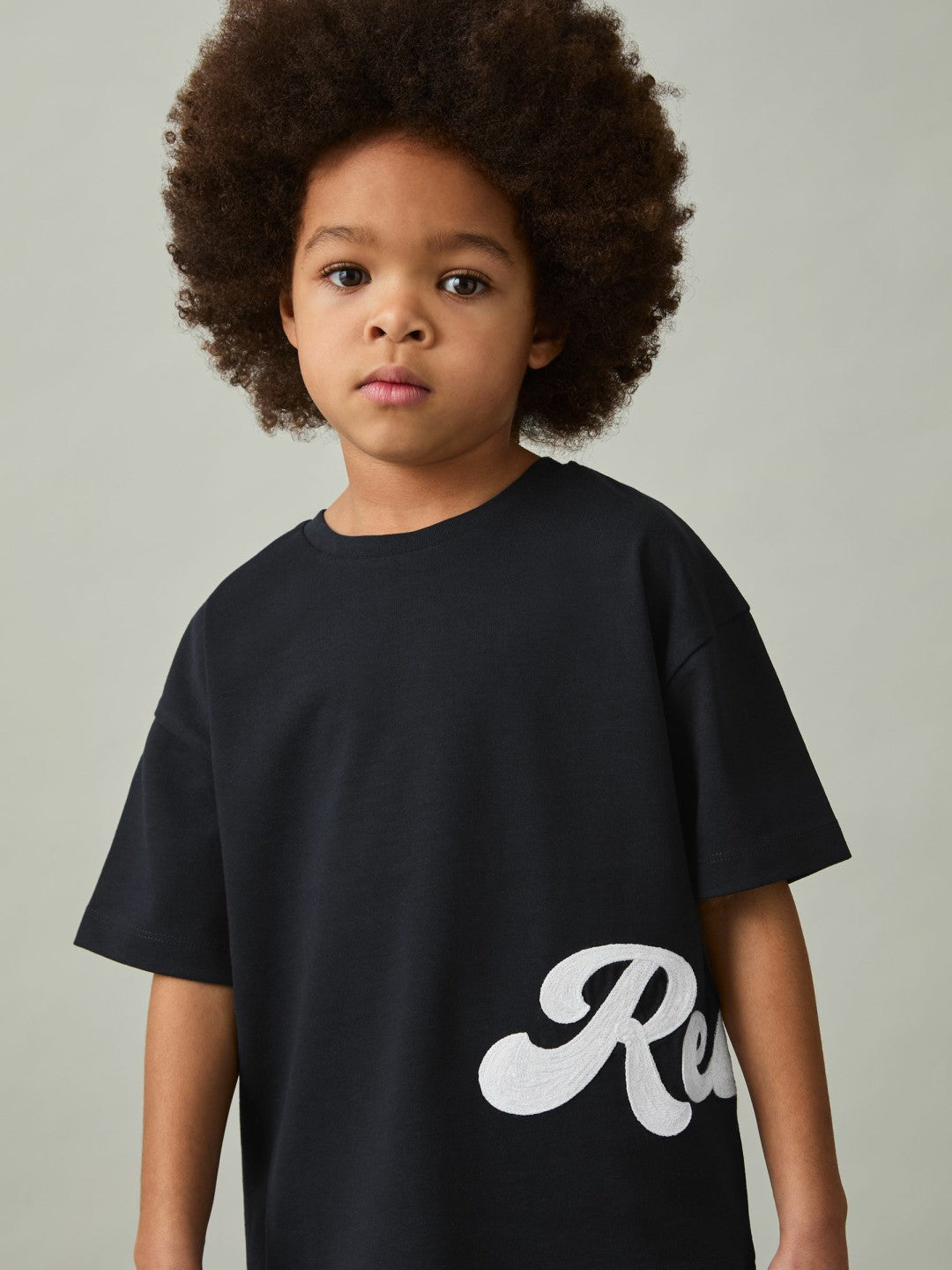 9-13 yrs Cotton Script-Logo Oversized T-Shirt in Navy Children & Baby | Reiss