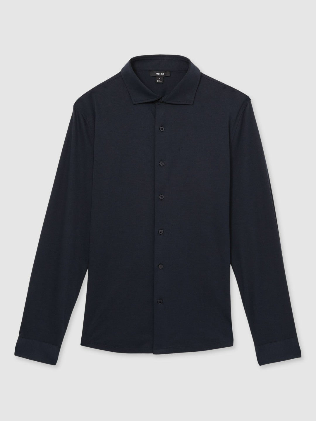 Cotton-Jersey Button-Through Shirt in Navy Men | Reiss