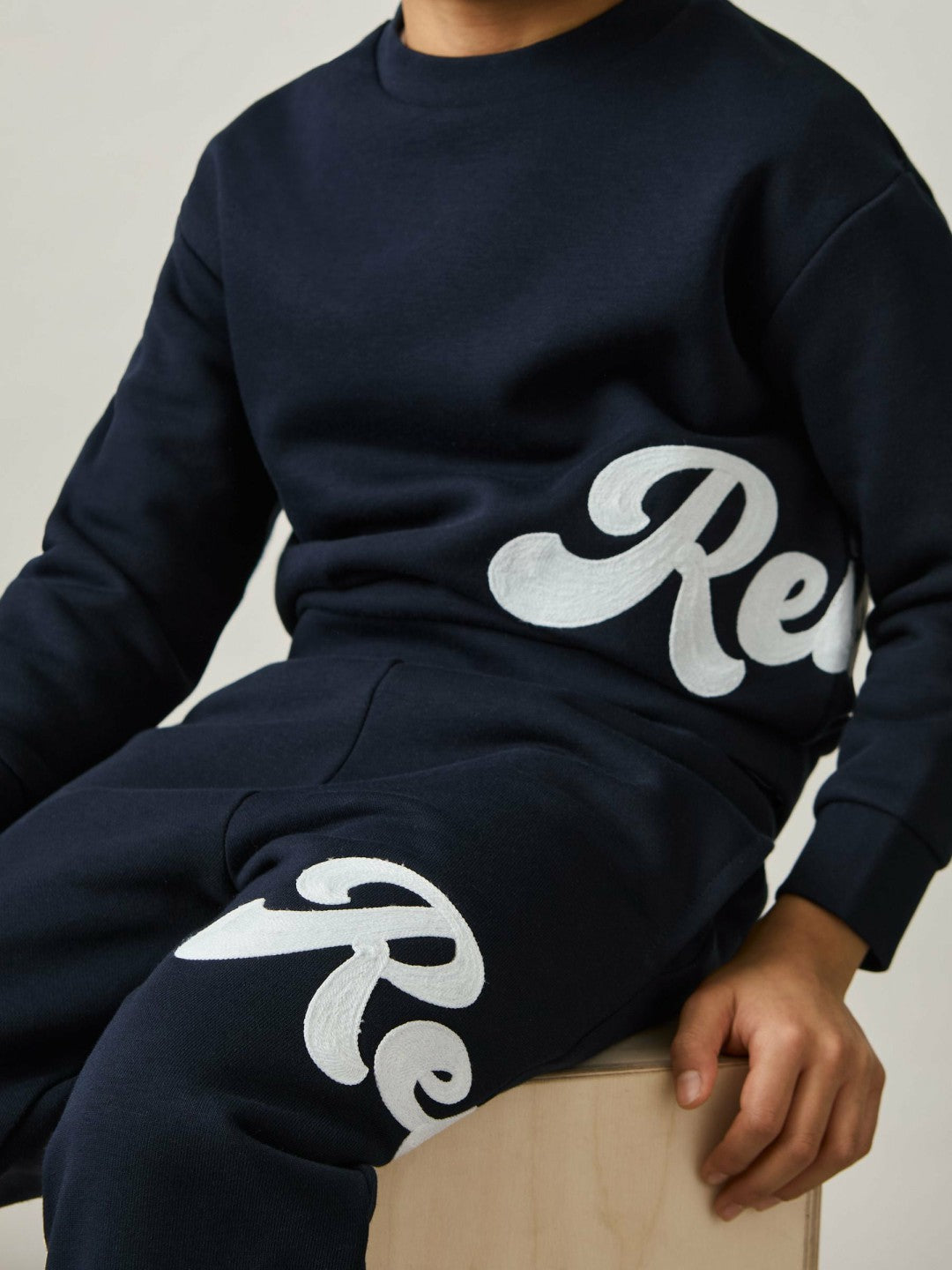 3-9 yrs Cotton-Blend Logo Script Joggers in Navy Children & Baby | Reiss