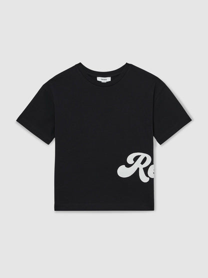 9-12 yrs Cotton Script-Logo Oversized T-Shirt in Navy Children & Baby | Reiss