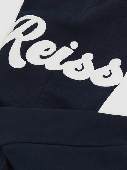 13-14 yrs Cotton-Blend Logo Script Joggers in Navy Children & Baby | Reiss