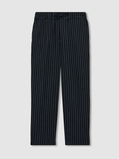 Linen-Blend Drawstring Trousers in Navy Stripe Children & Baby | Reiss