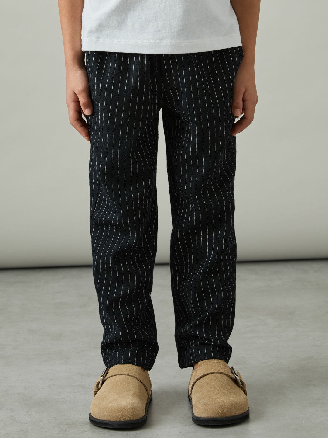 Linen-Blend Drawstring Trousers in Navy Stripe Children & Baby | Reiss