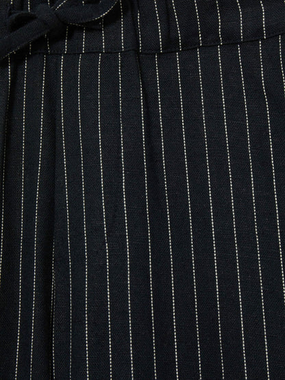 Linen-Blend Drawstring Trousers in Navy Stripe Children & Baby | Reiss