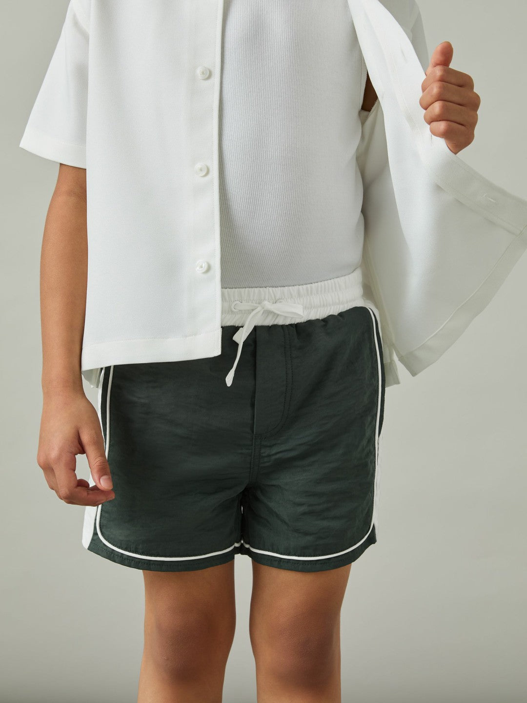 9-13 yrs Colour-Block Piped Swim Shorts in Green/White Children & Baby | Reiss