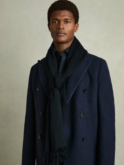Wool and Cashmere Scarf in Navy Men | Reiss