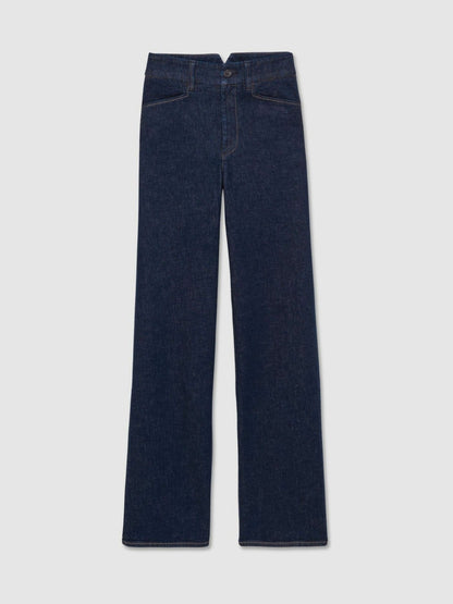 Paige High Rise Wide Leg Jeans in Edinburgh Dark Blue Women | Reiss