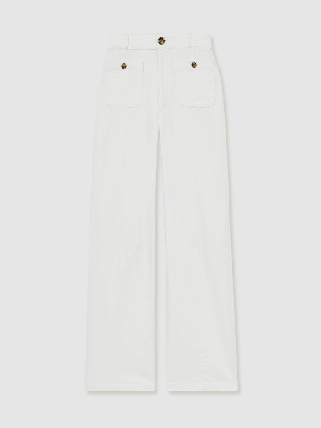 Paige Wide-Leg Patch Pocket Jeans in Ecru Women | Reiss