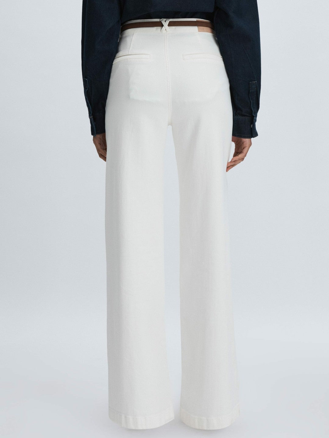 Paige Wide-Leg Patch Pocket Jeans in Ecru Women | Reiss
