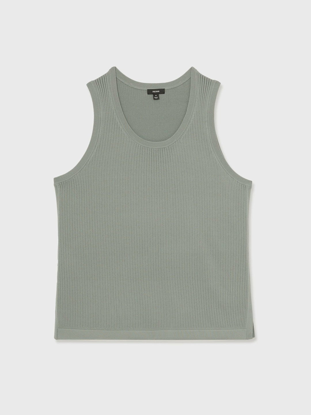 Textured Crew Neck Ribbed Vest in Sage Green Men | Reiss