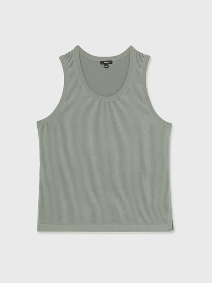 Textured Crew Neck Ribbed Vest in Sage Green Men | Reiss