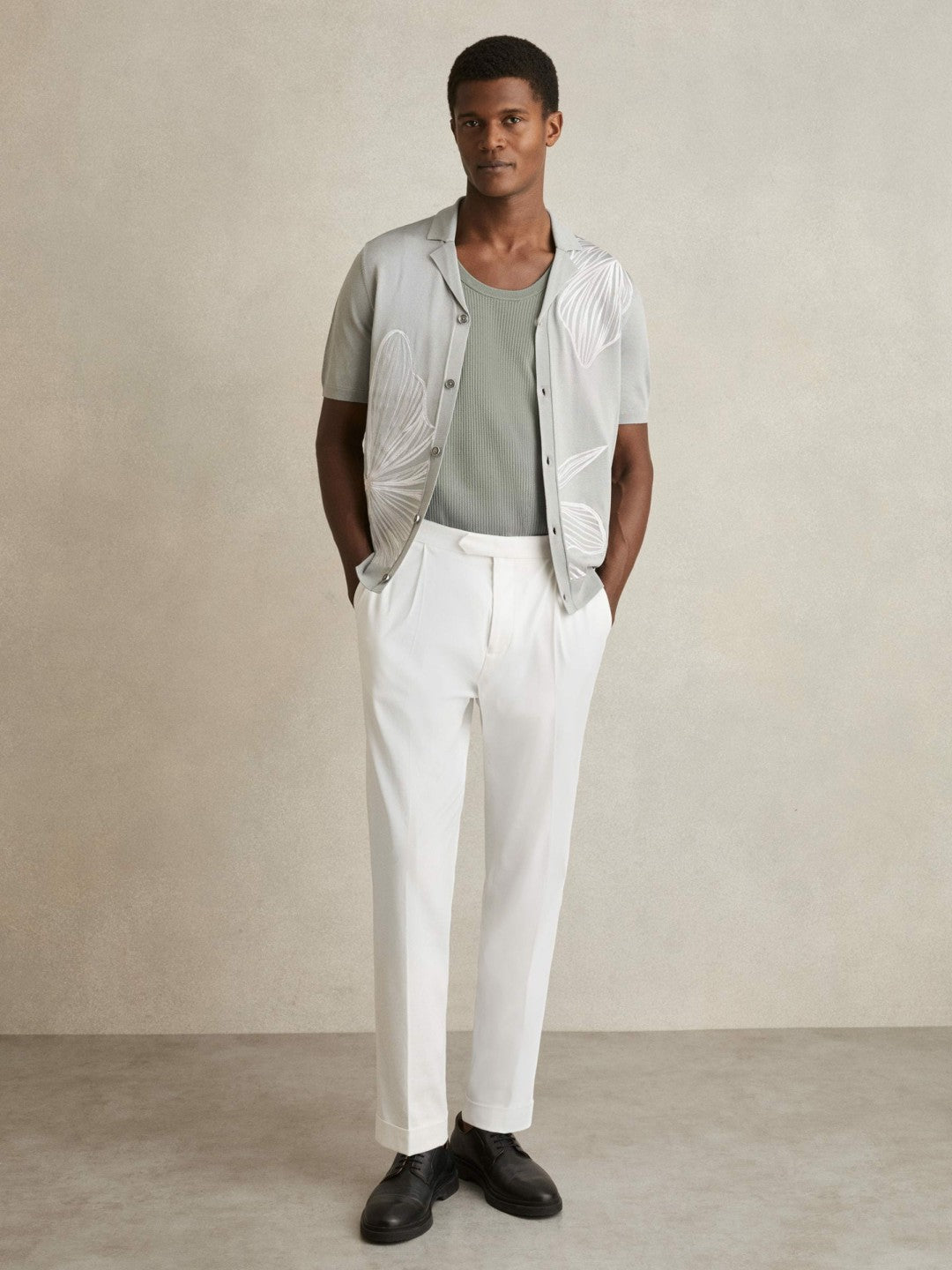 Textured Crew Neck Ribbed Vest in Sage Green Men | Reiss