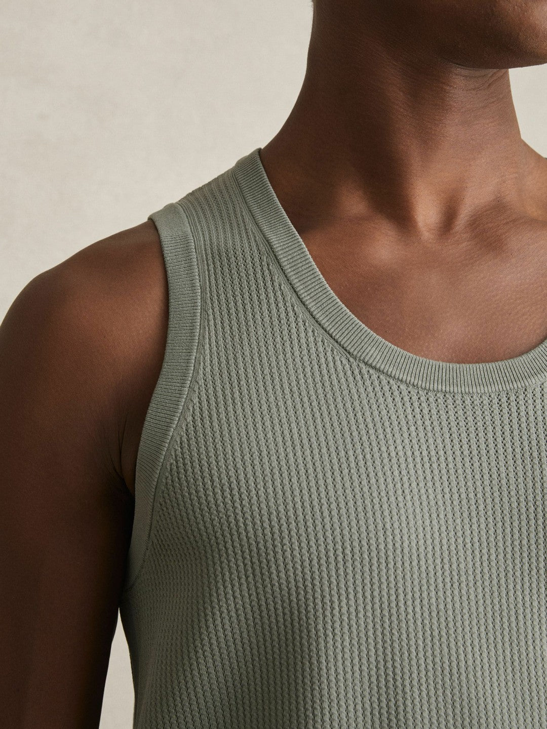 Textured Crew Neck Ribbed Vest in Sage Green Men | Reiss