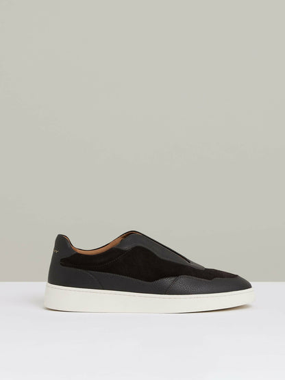 Leather Elasticated-Lace Trainers in Espresso Brown Men | Reiss