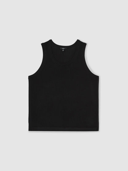 Textured Crew Neck Ribbed Vest in Black Men | Reiss